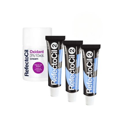 Refectocil Wimpernfarbe Nr. 2 Blauschwarz 3er-Pack + 3% Oxi Cream